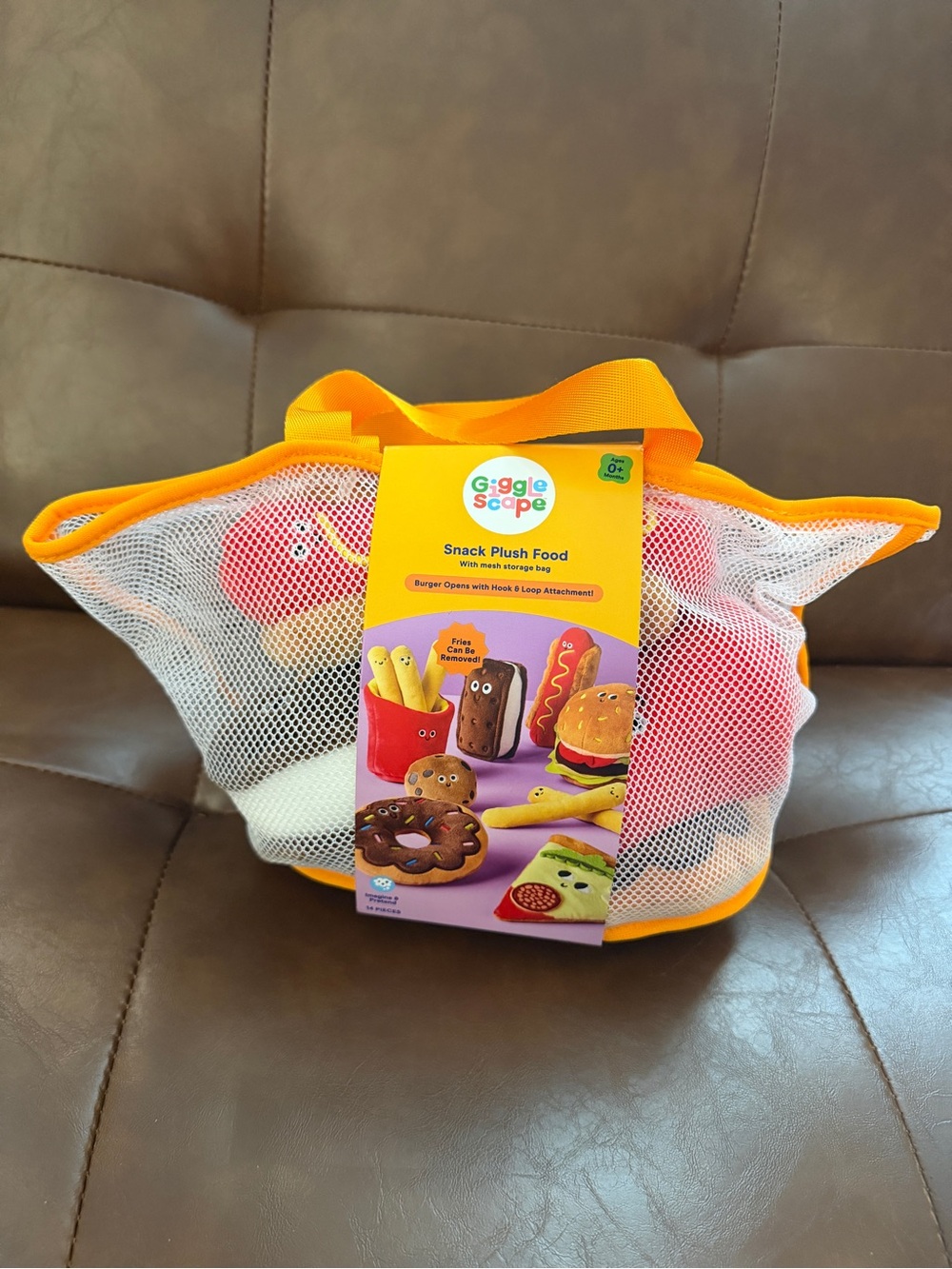 NEW Gigglescape Snack Plush Food Play Set with Mesh Storage Bag - 8-Pieces